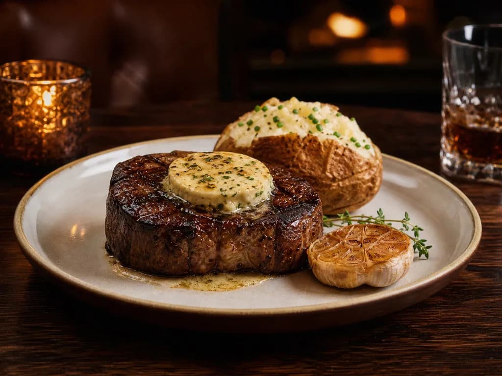 Filet Topped with Roasted Garlic Butter on the Outback menu
