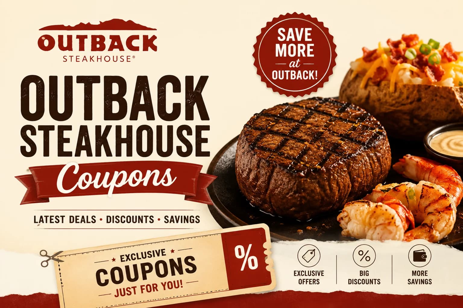 Outback Coupons August 2026: 1 Code + 10 Deals
